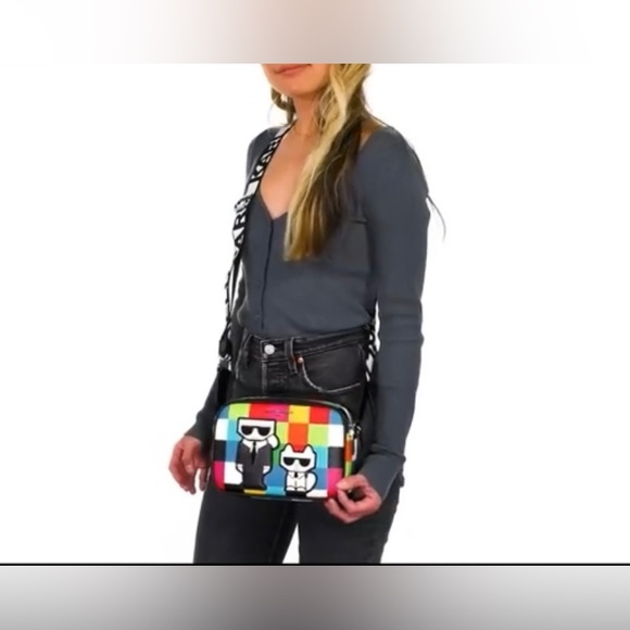 🆕KARL LAGERFELD Paris Maybelle colorblock check crossbody camera shoulder bag - Picture 12 of 12